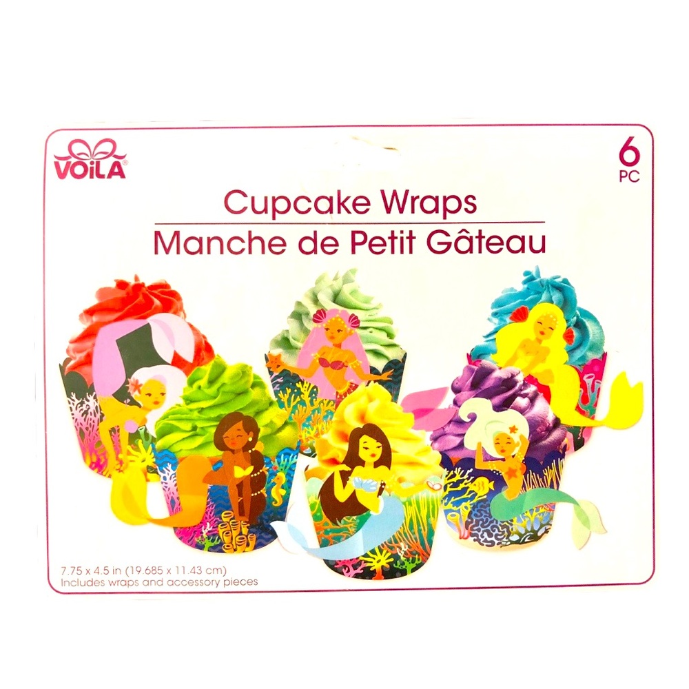 Mermaid Dimensional Cupcake Wraps, 6 pc